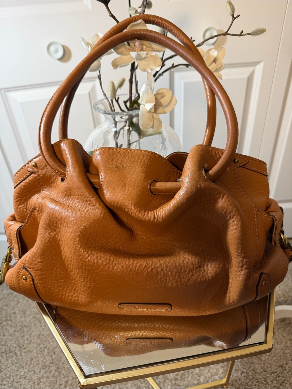 Cole Haan pebbled cow  leather drawstring, satchel hobo shoulder bag